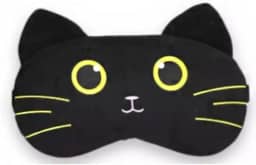 Máscaras de Dormir Relaxante para os Olhos com Gel Térmico para Compressa Fria e Quente Reduz Olheiras Gatinho Rosa Laço Cansaço (MascaraGatinhoMSK11-PretoOlhoAmarelo)