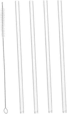 LYOR - Conjunto 4 Canudos de Vidro Reutilizáveis com Escova para Limpeza 20cm