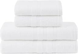 Jogo De Banho Buddemeyer Vanilla Extra Soft 100% Algodão Toalha Alta Absorção Macia Grande 4 Peças - Banho e Rosto - Presente (Branco 1011)