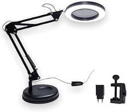 Luminária Com Lupa Articulável Led Ring Light Garra E Base Multifuncional Com Brilho E Temperatura Ajustavel