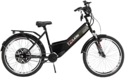 Bicicleta Elétrica 48V 12A, Motor 500W, Velocidade Máxima 20 km/h, Bateria de Chumbo, Aro 14, Freio a Tambor, Painel Digital, Farol LED, Preta, Capacidade 150 kg