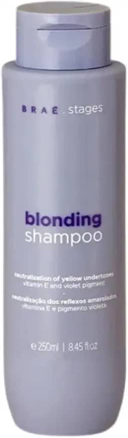 Shampoo Braé Stages Loiro Matizador 250ml - Neutraliza Amarelado, Efeito Platinado Profissional - Cuidados Cabelo Loiro