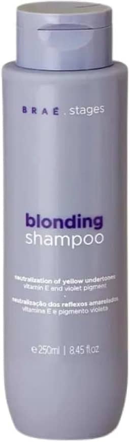 Shampoo Braé Stages Loiro Matizador 250ml - Neutraliza Amarelado, Efeito Platinado Profissional - Cuidados Cabelo Loiro