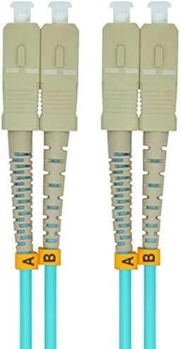 Cabo de Fibra Óptica Jumper OM4 1 Metro SC para SC Duplex 10 Gb Cabo de Patch Óptico 50/125 Multimodo SC-SC