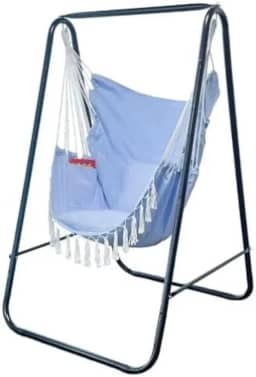 Suporte para Rede com Estrutura de Aço, Preto, 150cm x 100cm x 115cm, 6 Níveis de Altura, Capacidade 150kg, Pés Emborrachados