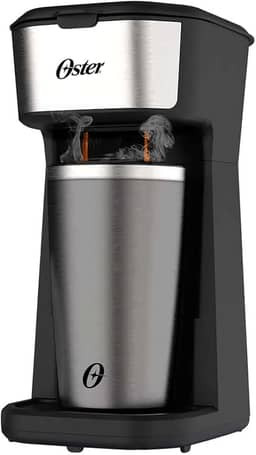 Oster Cafeteira 2Day Inox 2 em 1 com Copo Térmico, 220V, Preto/Inox, 600W, OCAF200