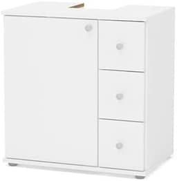 Balcão para Banheiro 1 Porta e 3 Gavetas Branco Politorno