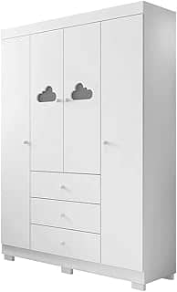 Guarda Roupa Nuvem Infantil 4 Portas 3 Gavetas Para Quarto de Bebê Phoenix Baby