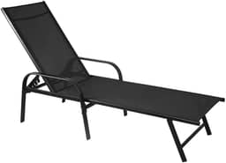 Espreguiçadeira Premium para Piscina Grafite em tela Sling RM Decor (Preto)