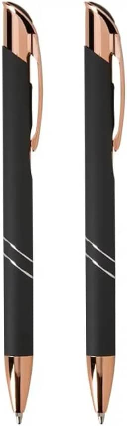 Caneta Metálica Personalizada Nome Empresa Logo Marca Kit Com 2 (Preto)