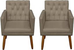 Kit 2 Poltronas Cadeira Decorativa para sala de estar recepção reforçada (Cappuccino)