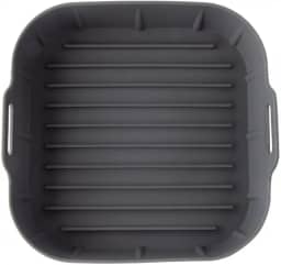 Forma Quadrada de Silicone para Air Fryer 20x20cm Antiaderente e Reutilizável com Alça Prática para Fritadeira Elétrica Forno Panela e Microondas (Cinza)
