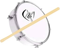 Tamborim 6 Pol. Abs Pele Leitosa C/Baqueta Madeira e Chave de Afinação - Web Music Shop (Branco)