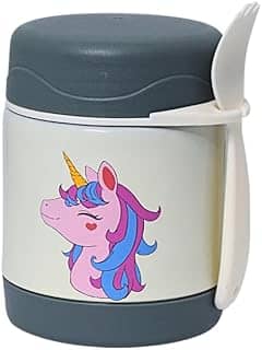 Pote Térmico Bebê Infantil 320 ml Aço Inox Com Garfo Bamboo (BRANCO)