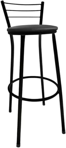 Banqueta de Bar Alta com Encosto - Para Cozinha Americana e Área de Lazer (Preto)