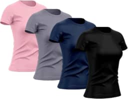 Kit 4 Camisetas Feminina Dry Básica Lisa Proteção Solar UV Térmica Camisa Blusa