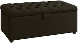 Puff Baú Pé de Cama 90 cm Suede Capitone – Porta Objetos e Brinquedos (Preto-Tampa Captone)