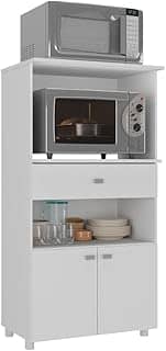 Armário Multiuso para Forno e Microondas 2 Portas 1 Gaveta Multimóveis Branco Brilho