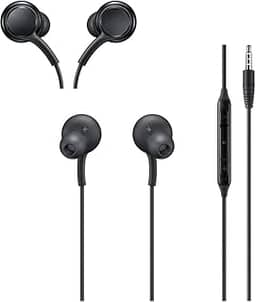 Fone de Ouvido com Fio Premium P2 (3.5mm) – À Prova de Suor, Microfone, Áudio Profissional, Leve, Cabo Anti-Emaranhamento para Smartphone, Tablet, PC, Notebook, MP3 - Preto