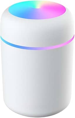 Umidificador de Ar Difusor de Aromas Ultrassônico 300ml - Óleos Essenciais, Luz LED Luminaria, Bivolt - Silencioso e Portátil para Casa e Escritório (Branco)