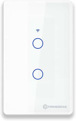 Interruptor Smart Wifi Inteligente Touch Primebras 2 Botões Branco