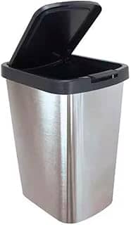 Lixeira 9Litros Com Click Plástica Label Inox 25462 Arqplast