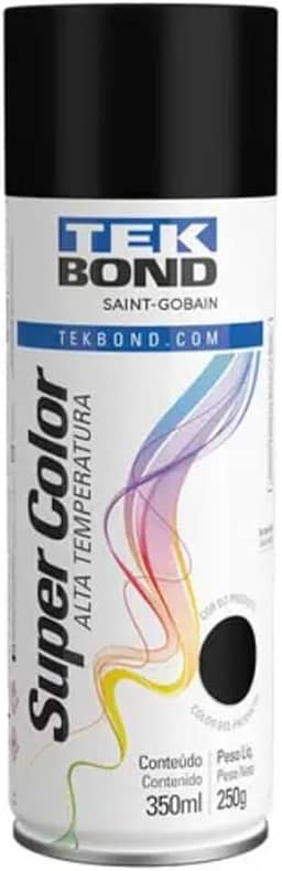 Tinta Spray Preto Fosco Alta Temperatura Aerossol 350ml/250g