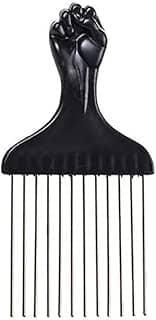 Pente Garfo Profissional para Cabelo com Dentes Metálicos, Cabo Ergonômico, Preto