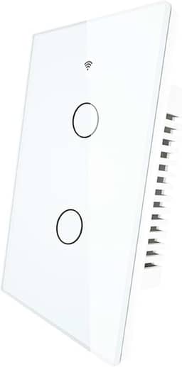 Interruptor de luz inteligente de toque de parede com neutro/sem neutro, sem capacitor, vida inteligente/Tuya funciona com Alexa Google Hub necessário 2 gangues branco EUA