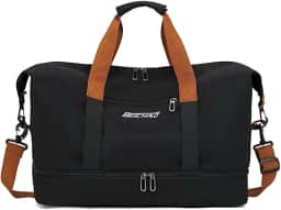 Bolsa Mala de Viagem e Academia Grande Capacidade Portátil, Leve, Transversal, Casual Unissex para Fitness, Natação, Camping e Uso Diário (Preto)