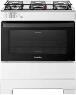 Fogão Esmaltec 5 Bocas Ideal Top Mesa Inox Tampa de Vidro Forno 84 Litros Branco T5IAB Bivolt