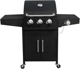 Churrasqueira a Gás 3 Queimadores Centrais 1 Lateral Americana a Bafo Carrinho