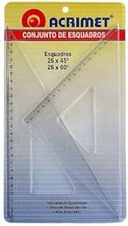 Esquadro Acrimet 568.0 escolar de 45 e 60 graus com 26 cm de comprimento