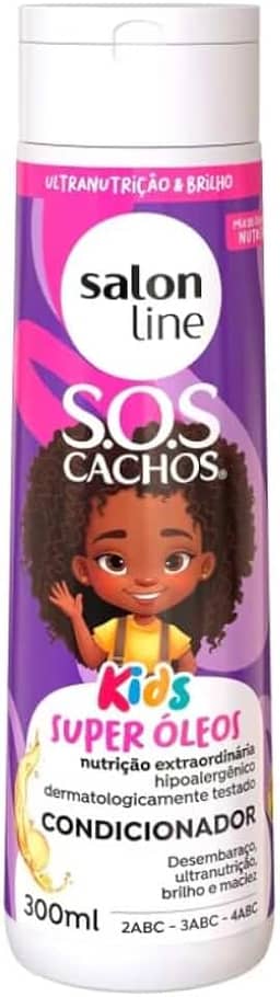 Salon Line, Condicionador, SOS Cachos Kids, Super Óleos, Vegano - Para Cabelos Ondulados, Cacheados e Crespos, 300 ml