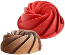 Forma de Bolo Assadeira Tornado Espiral em Silicone 23cm (Ideal P Congelador, Forno e Micro-ondas)