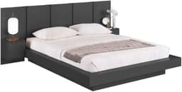 Cama Suspensa Casal Queen com Cabeceira e 2 Mesas de Cabeceira Cj075 200cm Grafite - Art In Móveis