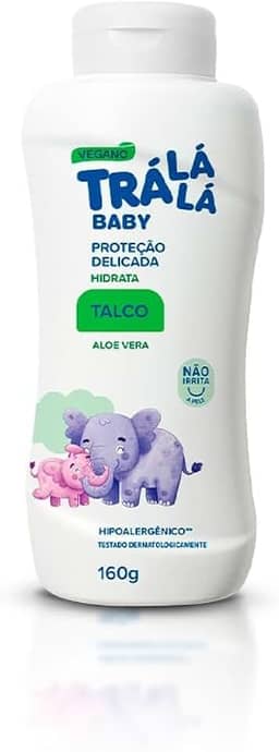Trá Lá Lá Talco Hidrata Personagem Baby Branco E Verde 160 G