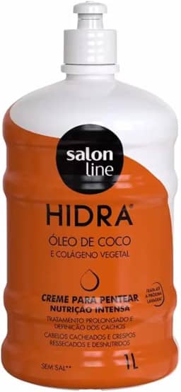 Salon Line, Creme de Pentear, Hidra Nutrição Intensa, Óleo de Coco, Vegano - Cabelos Lisos, Ondulados, Cacheados e Crespos, 1 L