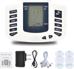Aparelho Eletroestimulador De Fisioterapia Massageador Elétrico Profissional com Eletrodos Portátil Choque Dor Muscular – Alívio Imediato de Dores Musculares e Estresse, Tensão, Display LCD, Controle de Intensidade, Fisioterapia em Casa