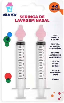 Kit 2 Seringas para Lavagem Nasal com Bico de Silicone adulto e infantil