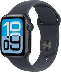 Apple Watch SE 3 GPS, Caixa em alumínio meia‑noite de 44 mm com Bracelete desportiva meia‑noite - P/M