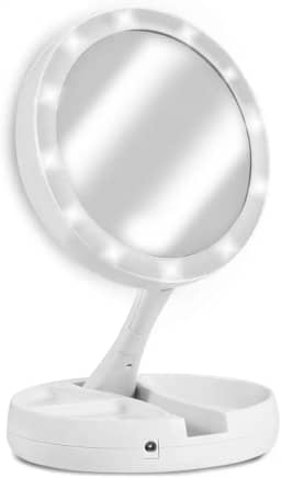 Espelho Facial de Camarim Led Articulável Com Aumento 10x para Maquiagem Barbear Portátil