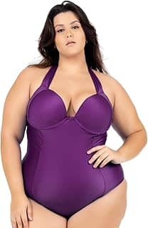 Maiô Plus Size Liso Chapa Barriga Com Bojo Cortinão Forrado Confortável Praia Piscina Natação Body Casual