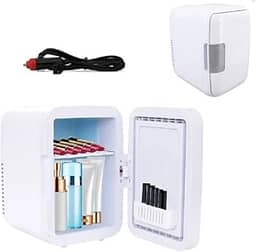 Mini Geladeira Portátil Refrigerador e Aquecedor, 4 Litros, 12V, Branco, para Cosméticos e Skincare, Automotivo
