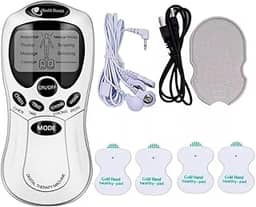 Aparelho de Massagem por Choque TENS e FES com 4 Eletrodos - Massageador Muscular Portátil para Alívio de Dor e Reabilitação