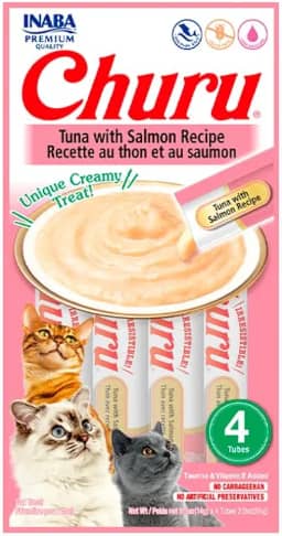 Churu Petisco Para Gato Sabor Atum Com Salmão 4 Tubos de 14g