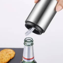 Abridor Automático de Garrafas em Aço Inoxidável com Coletor Magnético de Tampas – Prata