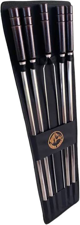 Kit 5 Espetos Artesanais de Inox P/Churrasco Com Capa