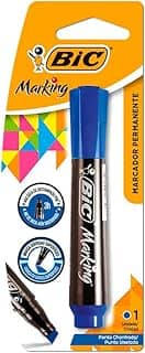 Pincel Marcador Permanente BIC Marking, Azul, Recarregável, Ponta Chanfrada, 1.5 a 3.0mm, 904212, 1 unidade