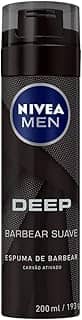 NIVEA MEN Espuma de Barbear Deep 200ml - Com carvão ativado em sua fórmula, promove um barbear suave e ainda deixa a sensação de frescor e limpeza por mais tempo